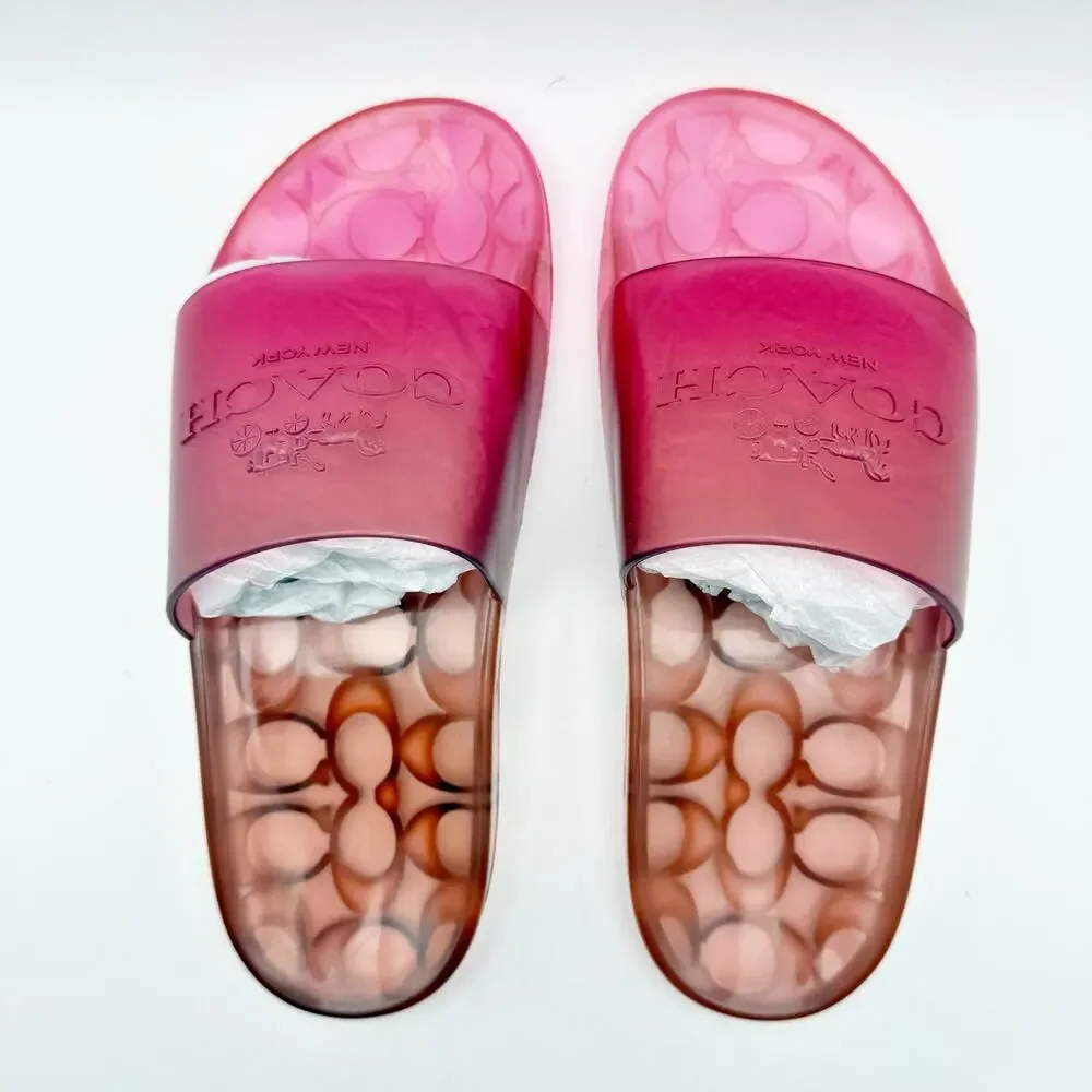 Coach Womens Ulyssa Jelly Slides Sandals Size 5 EU 35.5 Pink EUC